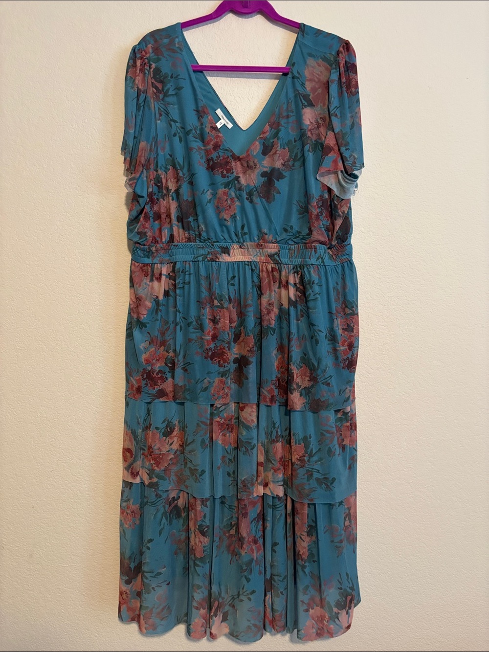 Maurices Teal Floral Maxi Dress
